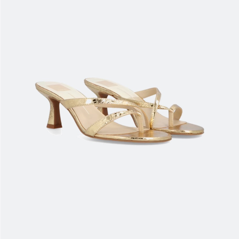 NWT Dolce Vita Gold Strappy Kitten Heels, size 8